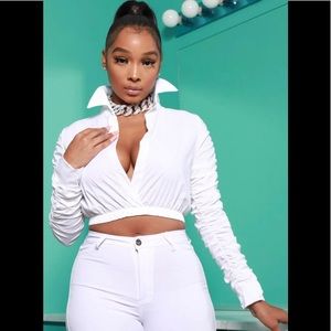 White long sleeve top